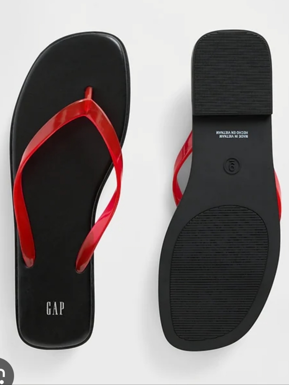 GAP Black Jelly Flip Flops with Red Straps